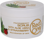 RedOne Face and Body Scrub with Aloe Vera and Strawberry - Face and Body Peeling - 450 ml